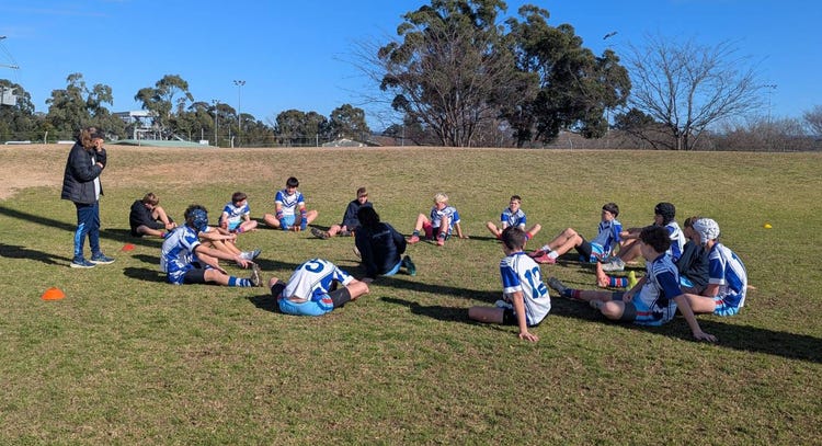 student on a football field