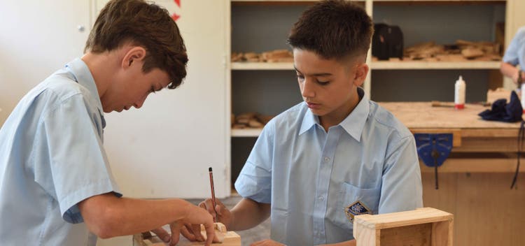 Students in woodwork