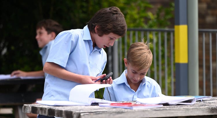 Students working outdoors